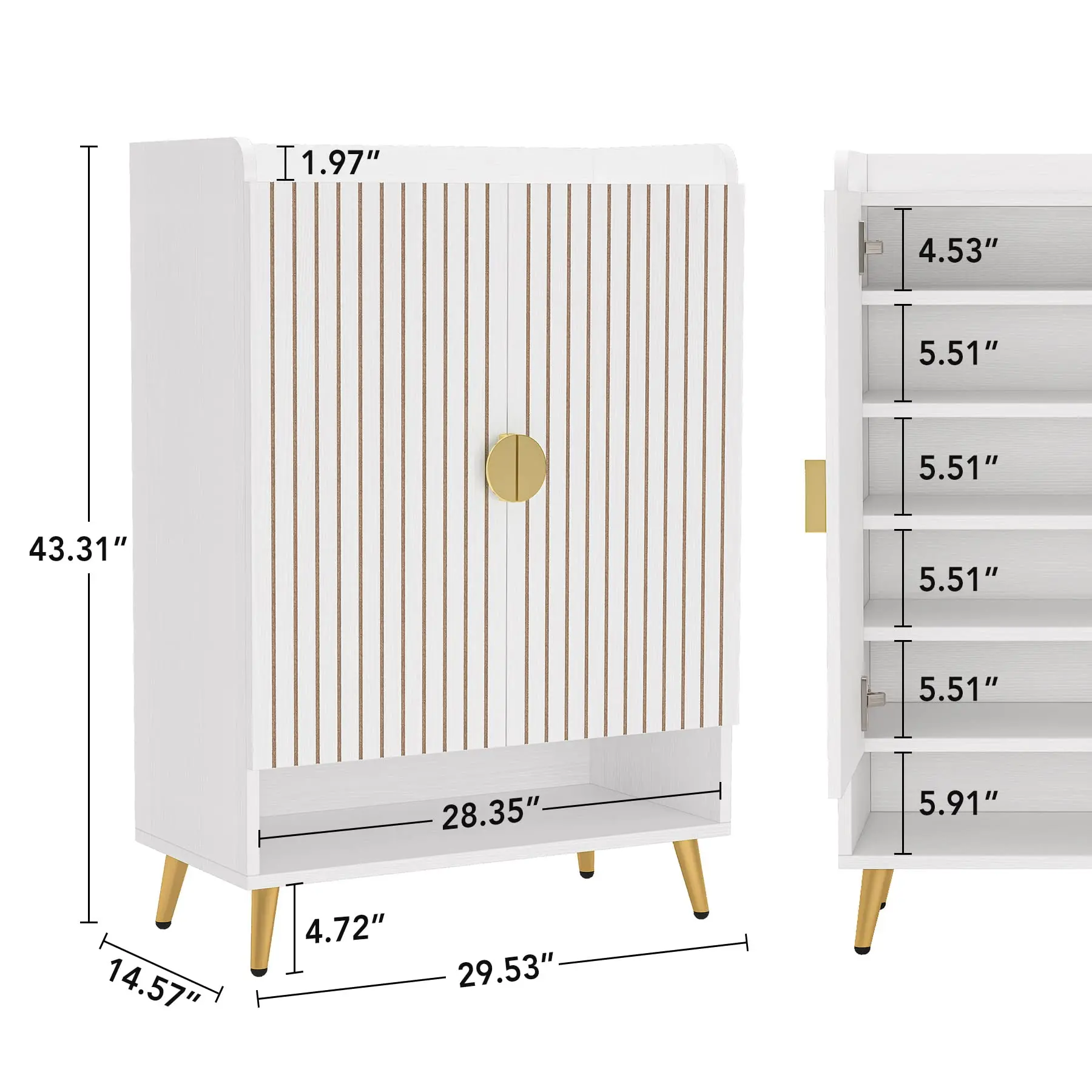 Tribesigns 6-Tier Shoe Cabinet with Doors, Wooden Shoe Storage Cabinet with Adjustable Shelves for Entryway, Hallway, Bedroom