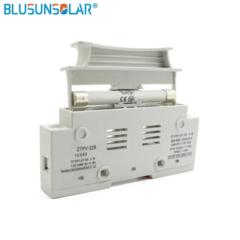 

50 Pieces Solar Fuse Holder 1500V DC Wire Fusible 10X85 GPV for Solar PV System Protection Use To Din Rail