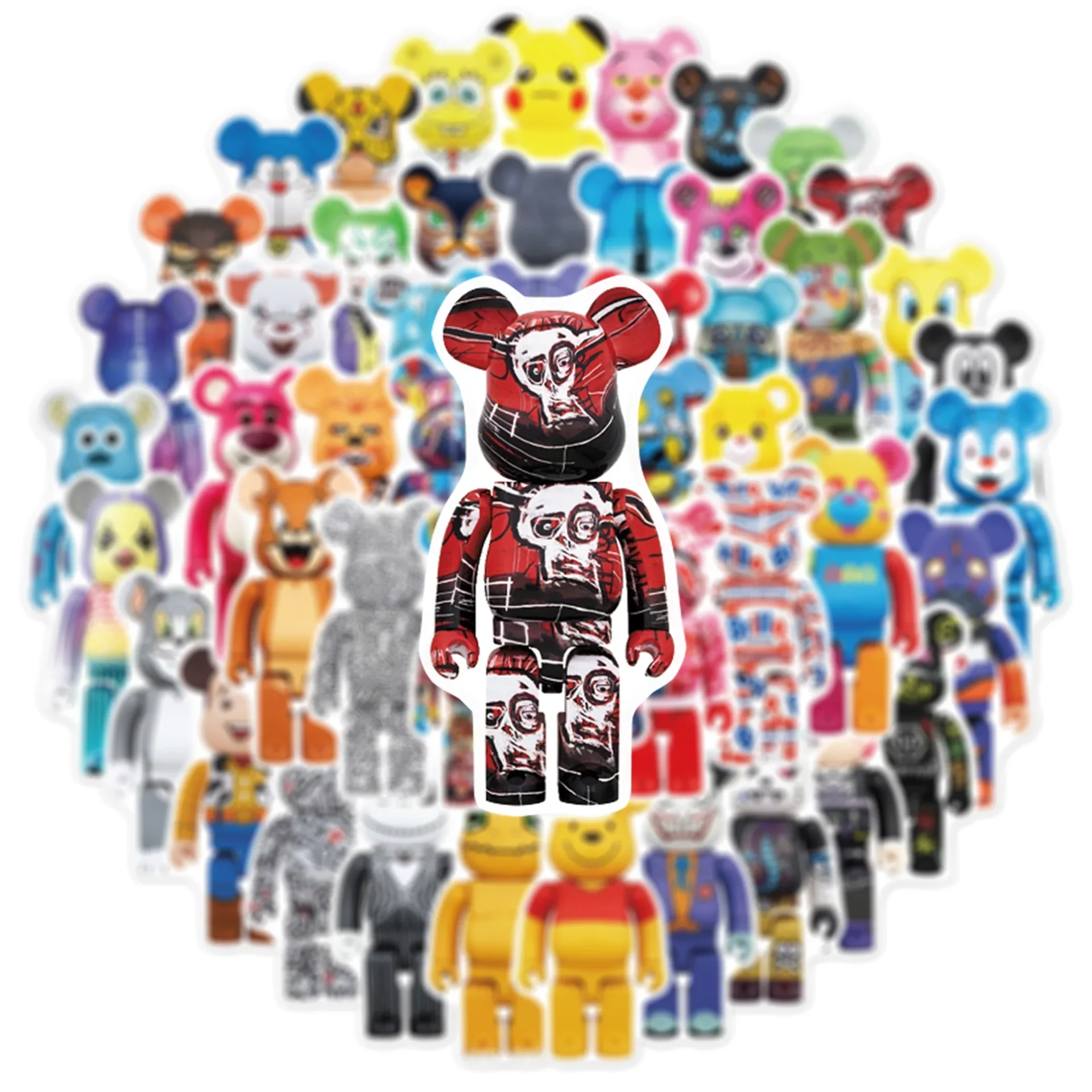 50pcs Cartoon Bearbrick Graffiti Sticker Suitcase Guitar Car Computer Waterproof PVC Sticker