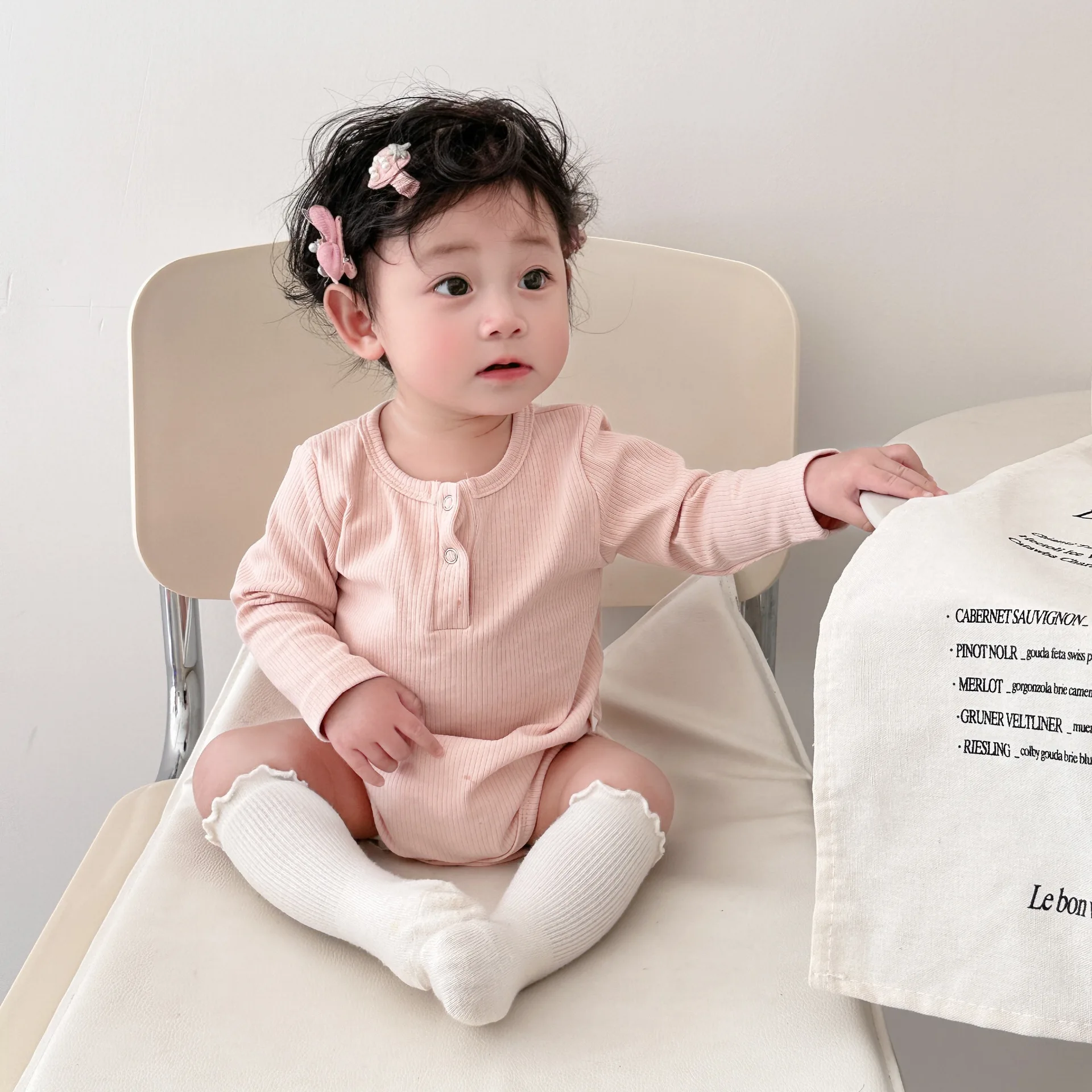 

2024 Spring New Baby Long Sleeve Solid Bodysuit Infant Boy Girl Fashion Versatile Jumpsuit Newborn Toddler Cotton Clothes 0-24M