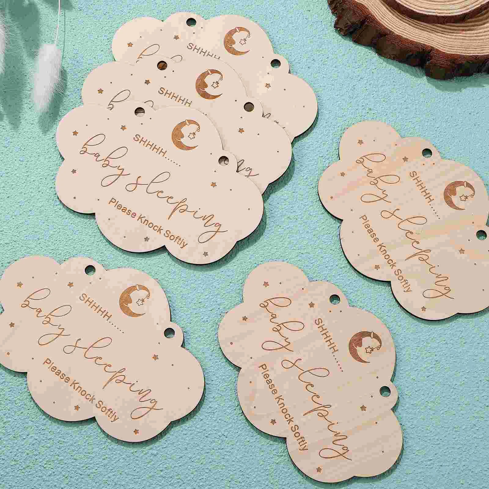 

6 Pcs Sleeping Door Signs Wooden Plaques Sleeping Plaques Decorate Nursery Hanging Decors Wooden Door Supply Baby Sign