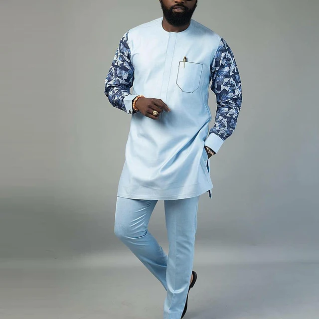 Ahmed 2 Piece Printed Long-sleeved Pocket Shirt and Pant