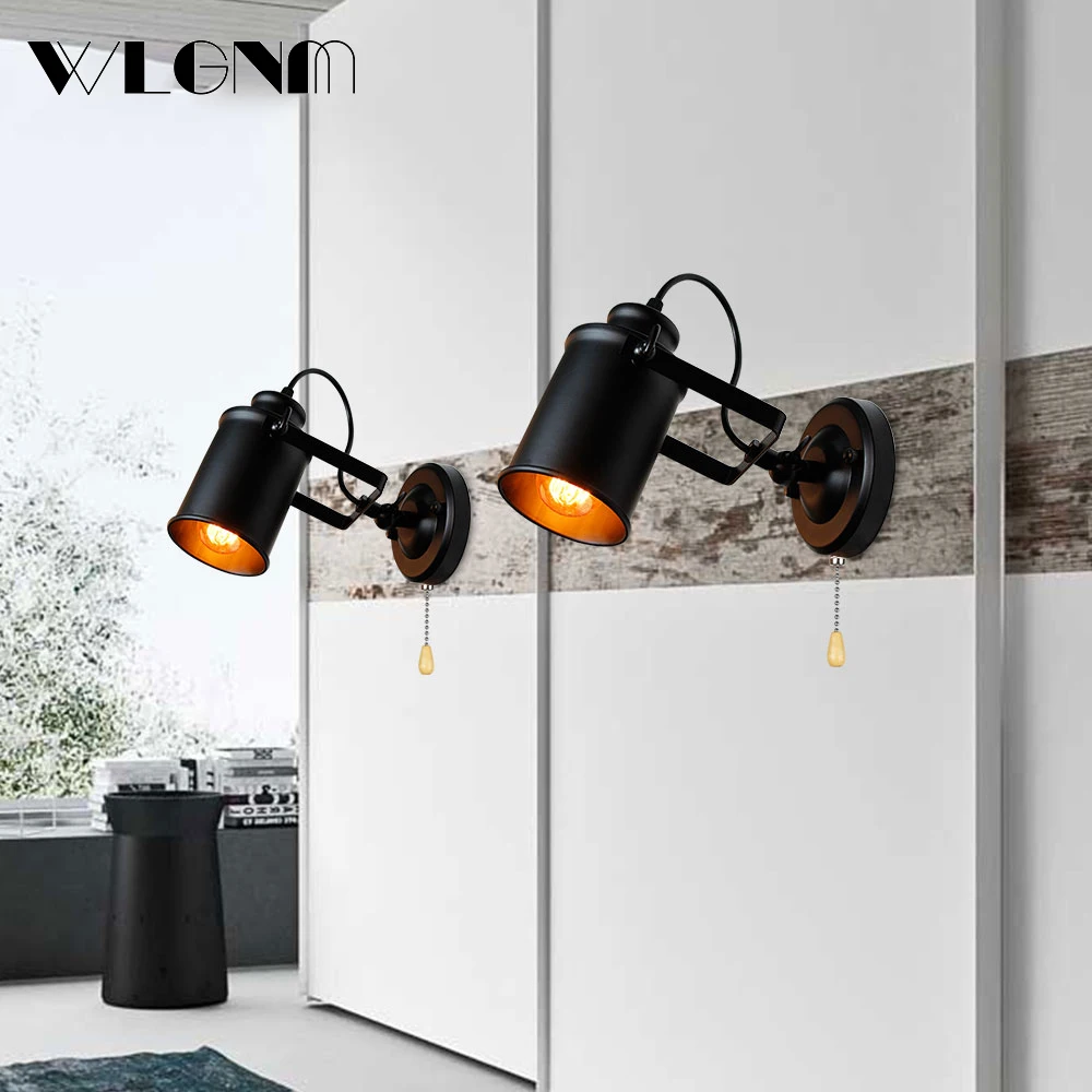 Retro Vintage Wall Lamp Light Switch Decor Bedroom Living Room Hall Bed Side Adjustable Antique Rustic Led Lights Lamps led wall lamp wall lamp