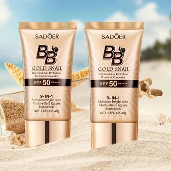 SPF50 + Lumaca d'oro Crema solare BB Cream Fondotinta sbiancante Correttore Idratante a lunga durata Primer base per trucco uniforme per il tono della pelle 1