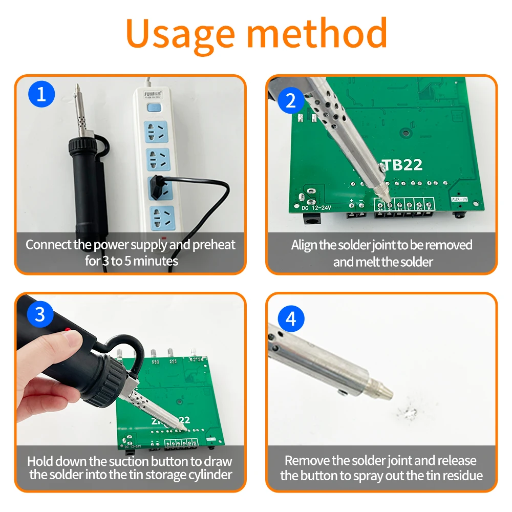 Portable Soldering Desoldering Suction with EU Plug Electric Tin Soldering Repair Tool Strong Suction for Circuit Board Assembly — view 6