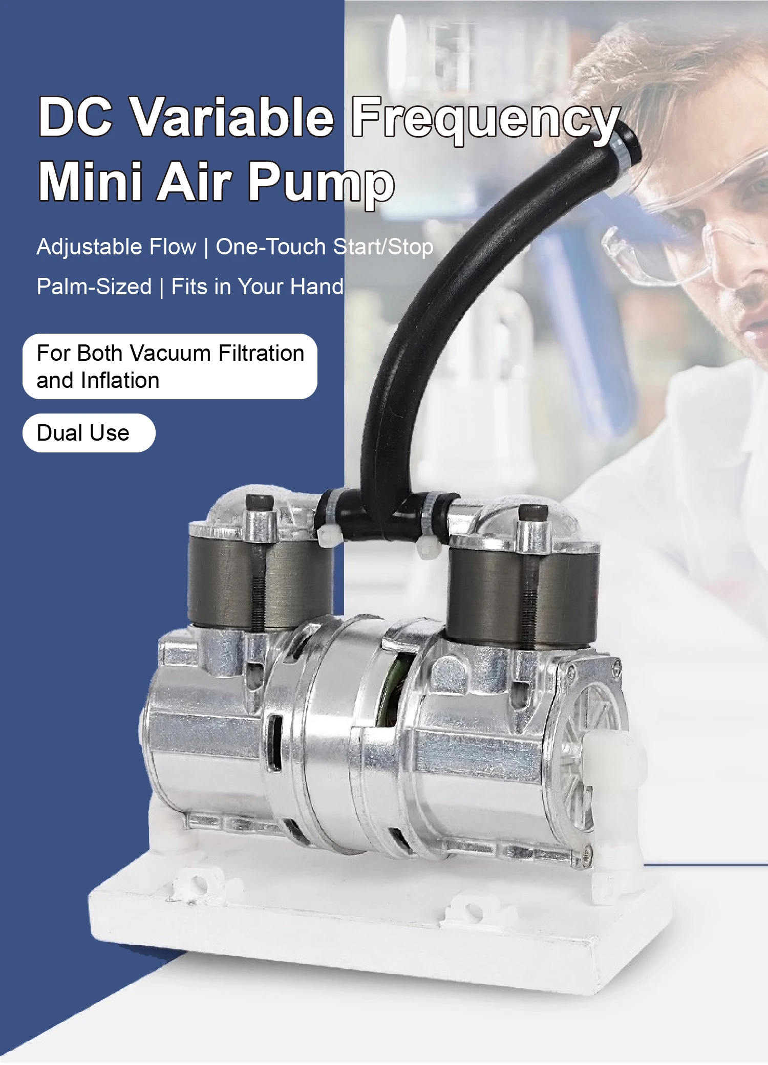 DET60 DC12V Mini Air Compressor 10Lmin Brushless Diaphragm Vacuum Pump for Filtr