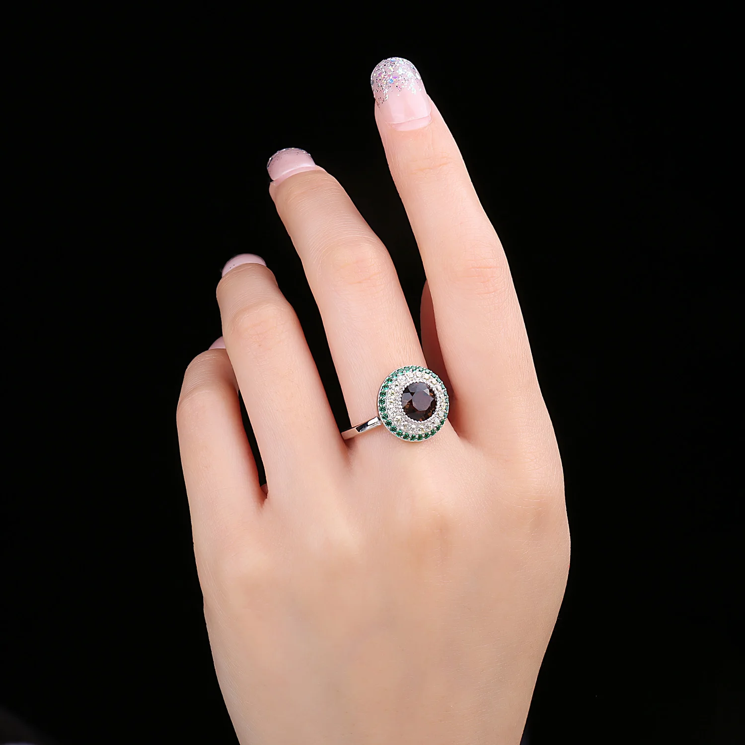 JewelryPalace 여성용 아보카도, 내추럴 스모키 쿼츠, , 칵테일 링, 여성 패션, 고급 선물, 2.2ct, 신상