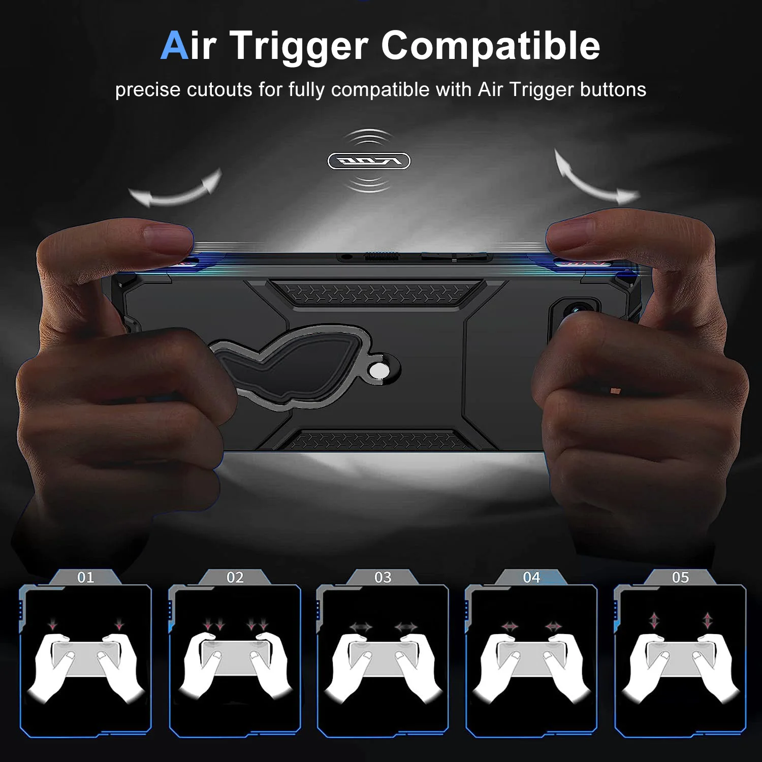 Heavy Duty Shockproof Phone Case with Ring Stand & Heat Dissipation - Military Grade Protection