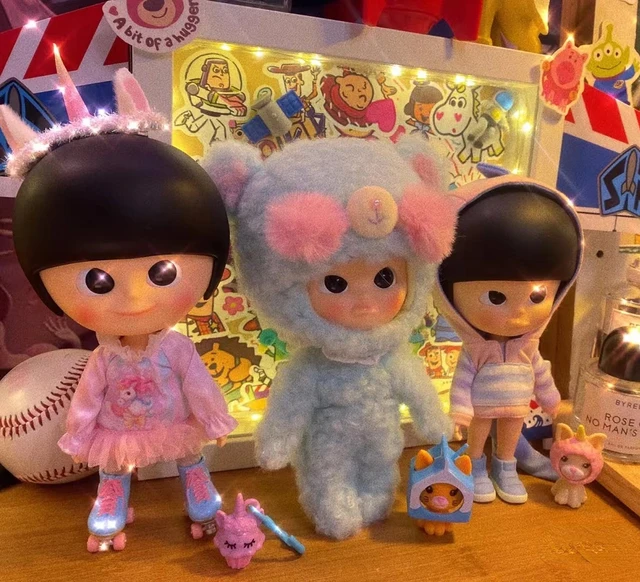 POP MART MUI CHAN BEAR BJD Doll Cutie Pie Blue Advanced Mini MuiChan Plush Cloth Kawaii Figures Body Moveable Dolls DIY Gift 3