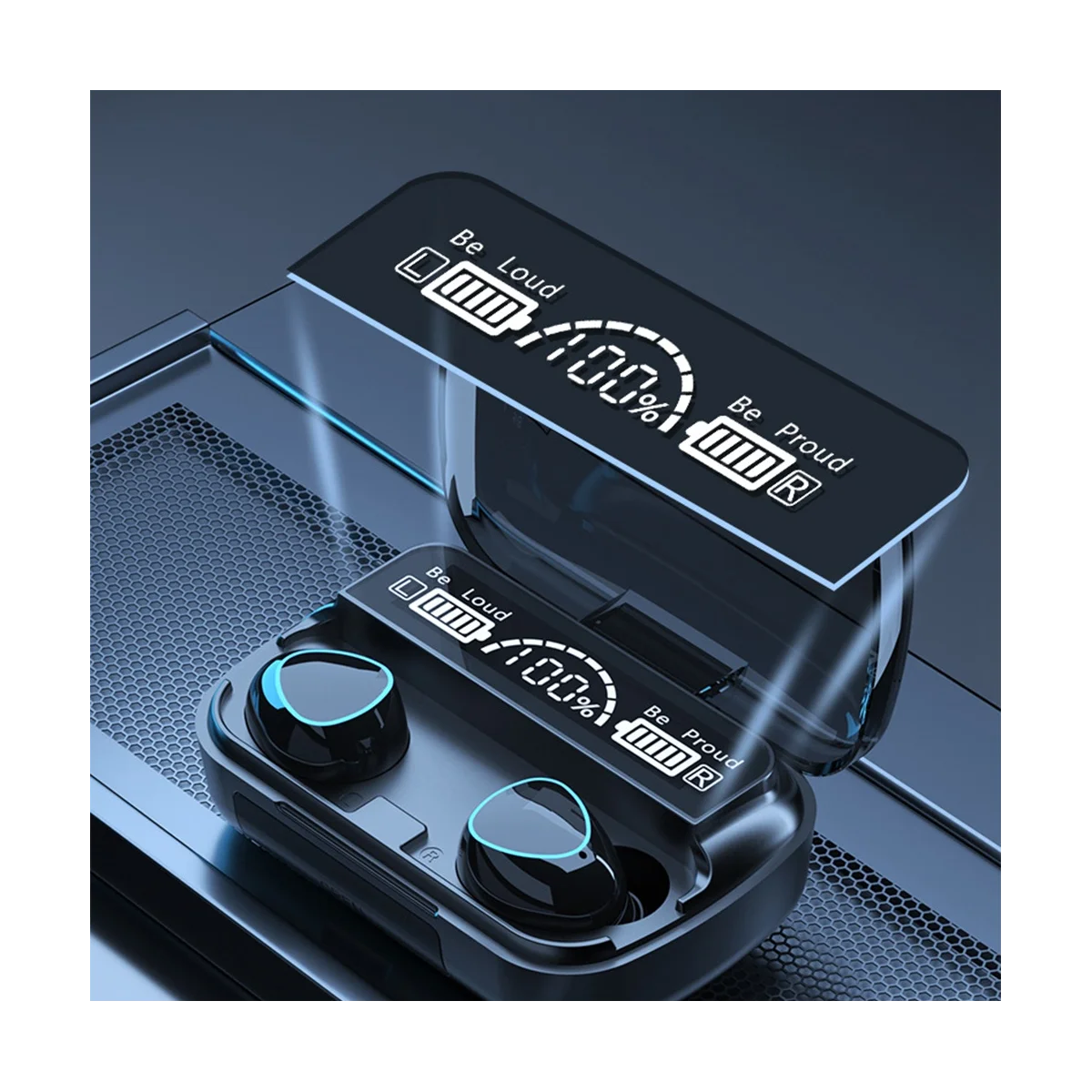 

Wireless Headset Tws Bluetooth V5.1 LED Display Stereo Mini Earbud Headset with Microphone Hands-Free Headset,Black