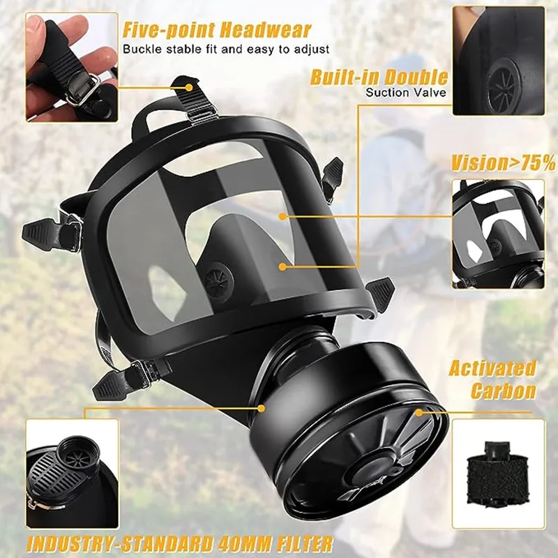 MF14/87 type gas mask full face mask chemical respirator natural rubber filter self-priming mask