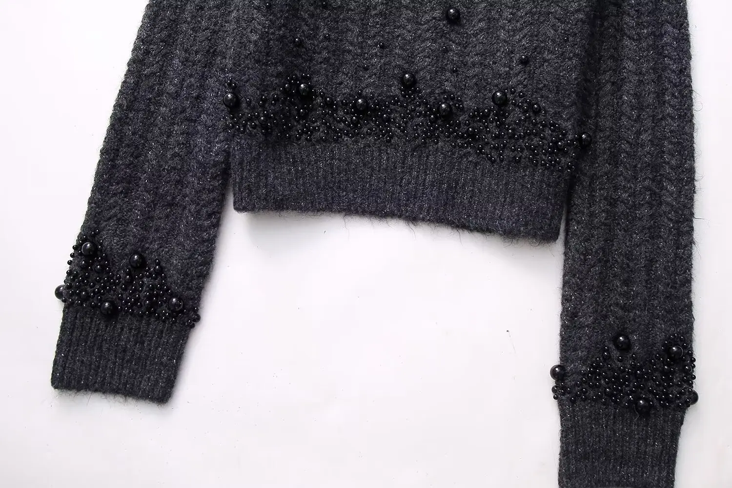 Damemode afslappet strik imiteret perlepynt trøje Kvinde Chic Elegant Langærmet Slank sweater Toppe Mujer_voghion.com