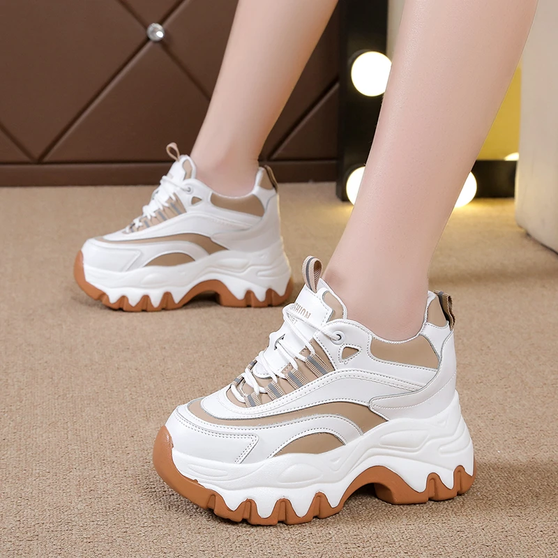 New 2024 Autumn Breathable Dad Chunky Sneakers Female Casual Vulcanized  Shoes Women Fashion High Platform Lace Up Trainers White - AliExpress