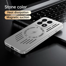 Luxury Matte Mesh Heat Dissipation Phone Case with Magnetic Charging Bumper Cover - OnePlus Ace 6 (Gray)
