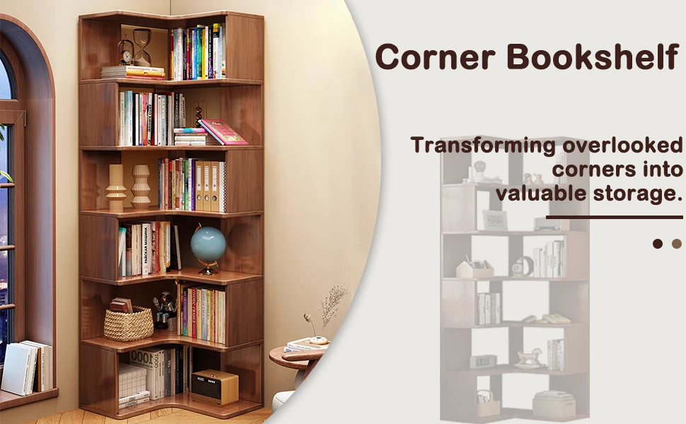 6-Tier Corner Bookshelf