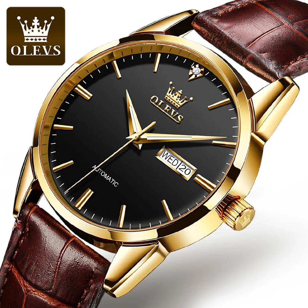 

OLEVS 6629 Automatic Mechanical Watch for Men Waterproof Date Clock Business Men's Wristwatch Leather Strap Sports Watches