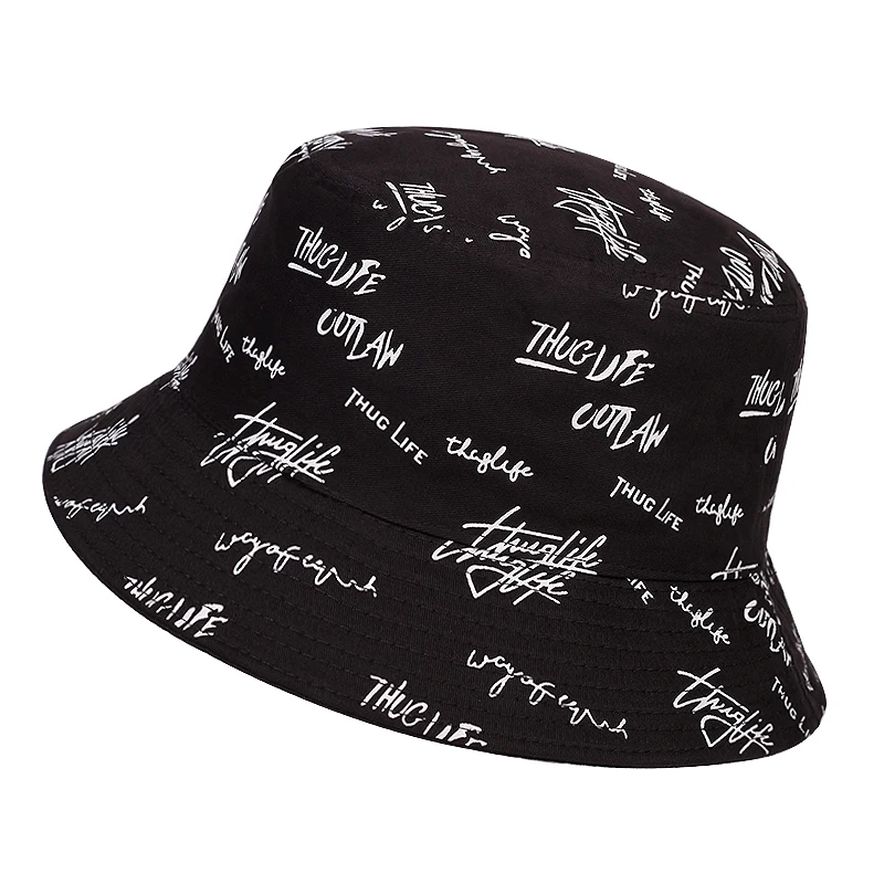 double-sided fisherman hat fashion summer ladies sun hat tide letter printing wild basin hat hip hop bucket hat 2