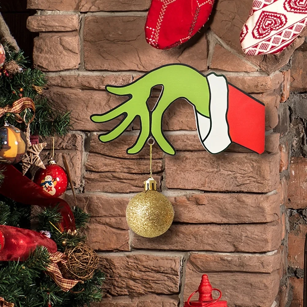 Couronne De Noël Grinch - Décoration Murale En Jute - 35x45cm - Vert