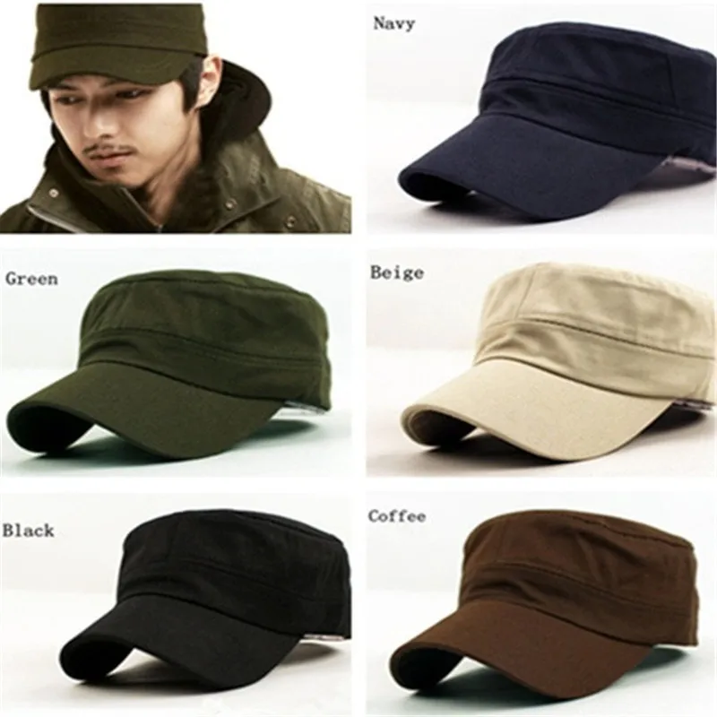 Fashion Men Women Unisex Adjustable Plain Flat Vintage Army Hat Cadet Military Patrol Cap 1PC flat cap solid color cap flat vintage cap cap hat costume hat