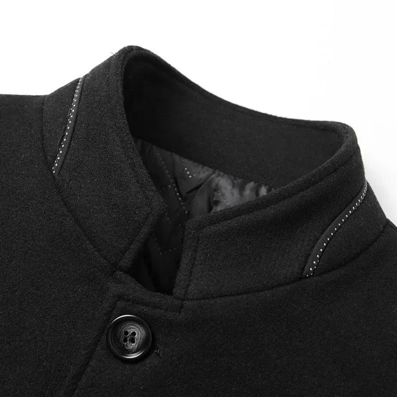 Men Suit Jacket Winter Cashmere Blazers Woolen Blends Stand-up Collar