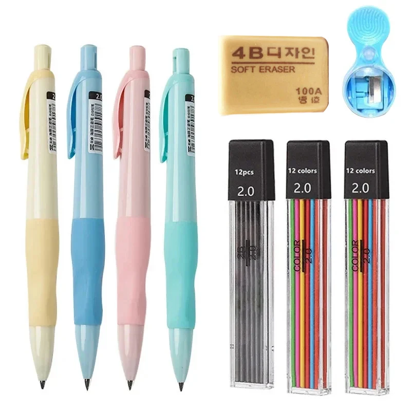 

2mm Mechanical Pencil Set,Carpenter Drafting Pencil 2.0 mm for Art Drawing Writing Construction with Refill, Eraser, Sharpener