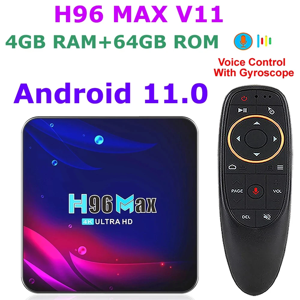 Nuovo Android 11 Tv Box H96 Max V11 4G Ram 64G Rom Rk3318 Quad Core 2.4G/5G Dual Wifi 3D 4K Ultra Hd Hdr Set Top Box Lettore Multimediale