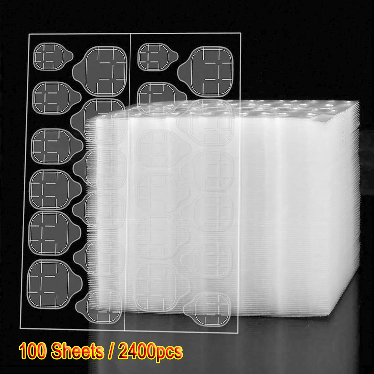 Double Sided Glue Nail Sticker Adhesive Tabs Waterproof Breathable 100 Sheets/2400 Pcs Fake Nail Glue Stickers Jelly False Nails nail stickers nail art tools nail decals nail glue tape