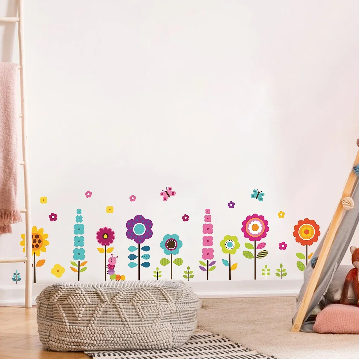 1Pc Cartoon Flower Wall Stickers Kids Room Home Decor
