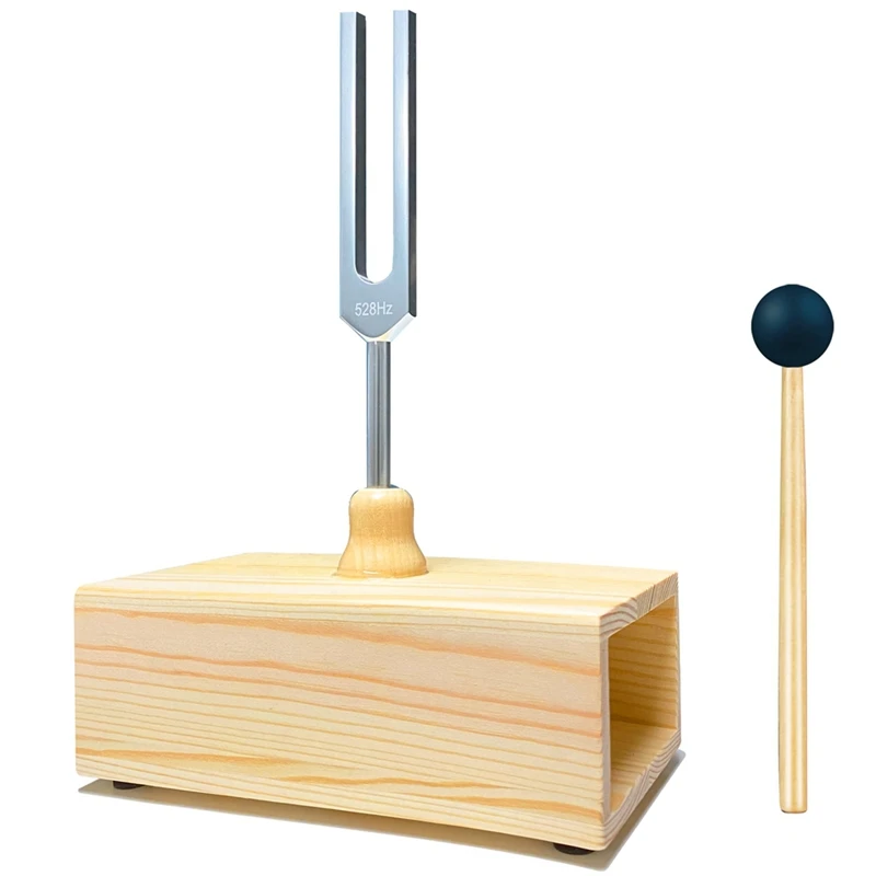 528Hz Tuning Fork With Resonance Box With Resonance Box Wooden Speaker Perfect For SPA Aromatherapy, Teaching