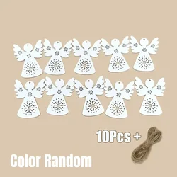 Set of 10 Angel - Themed Wooden Christmas Ornaments for DIY Crafts and Decorations (Color Random)