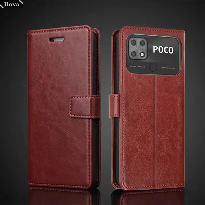 

Card Holder Cover Case for Xiaomi POCO C40 Pu Leather Flip Cover Retro Wallet Phone Case POCO C40 Business Fundas Coque