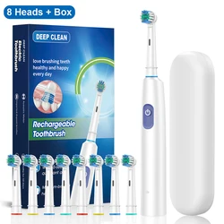 Advanced Deep Clean Whitening Electric Toothbrush with Multiple Replacement Heads (White 8 heads Box)