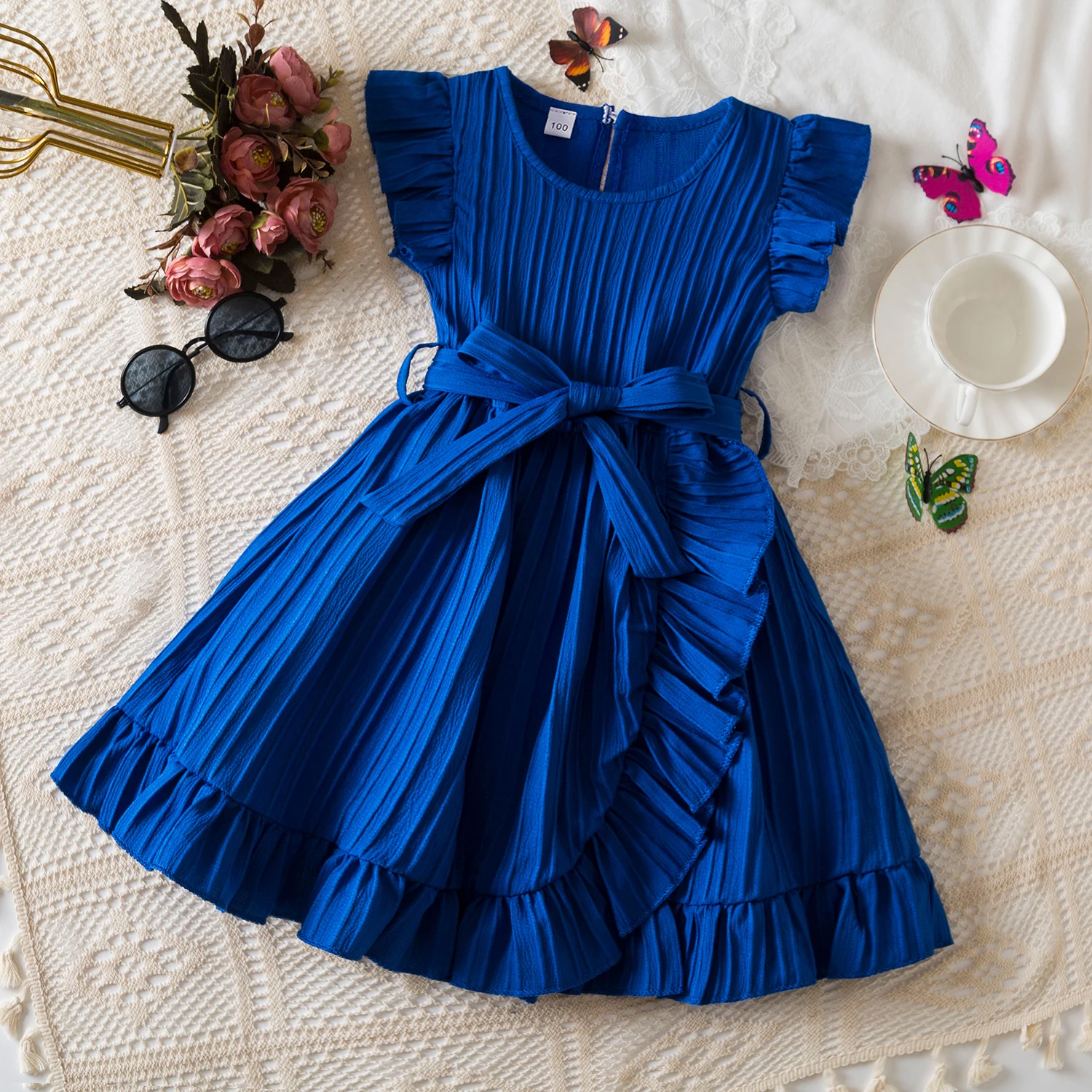 Flower Kids Dresses for Girls Summer Sleeveless Princess Birthday Party Christmas Costume Children Ruffles Casual Clothes 3-8Yrs