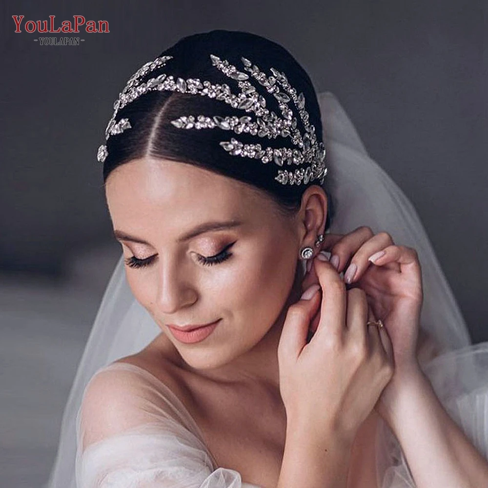 TOPQUEEN Bridal Headband Handmade Rhinestone Wedding Headpiece Hair Accessories Woman Headwear Bridal Tiara for Party  HP425