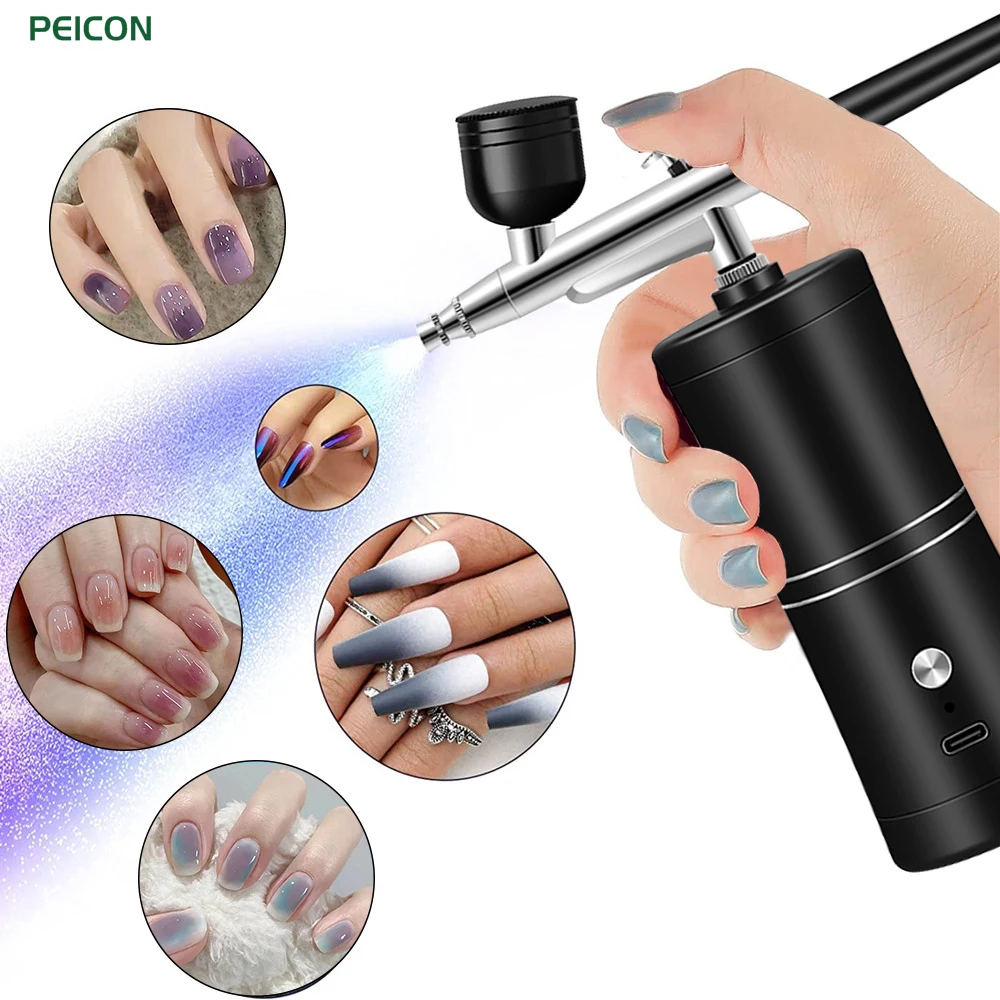 Mini aérographe portable pour ongles avec kit de compresseur, pulvérisateur  de peinture, odorde manucure, modèle de scène, artisanat d'art d'ongle,  350Kpa - AliExpress