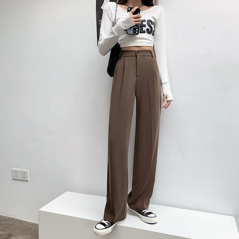 

2023 New Spring and Autumn Wide Leg Pants High Waist Drop Straight Tube Loose Women's Pants Casual Pants Women's Suit Pants