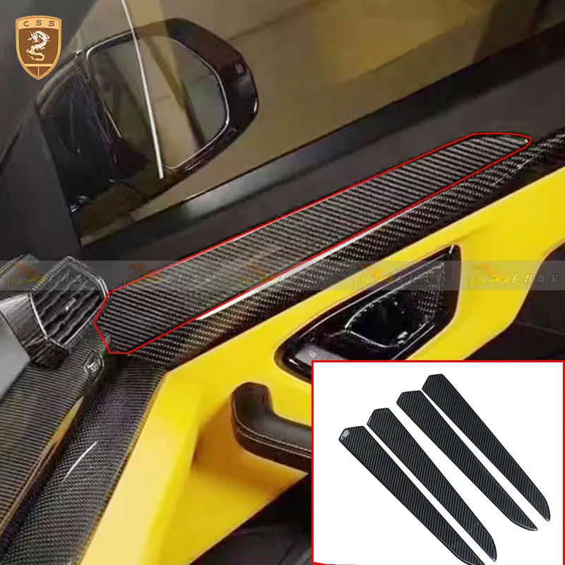 

New Popual 4 pcs Car Sticker Black Real Carbon Fiber Door Trims Stickers Exterior Side Panel Auto Parts For Lamborghini URUS OEM