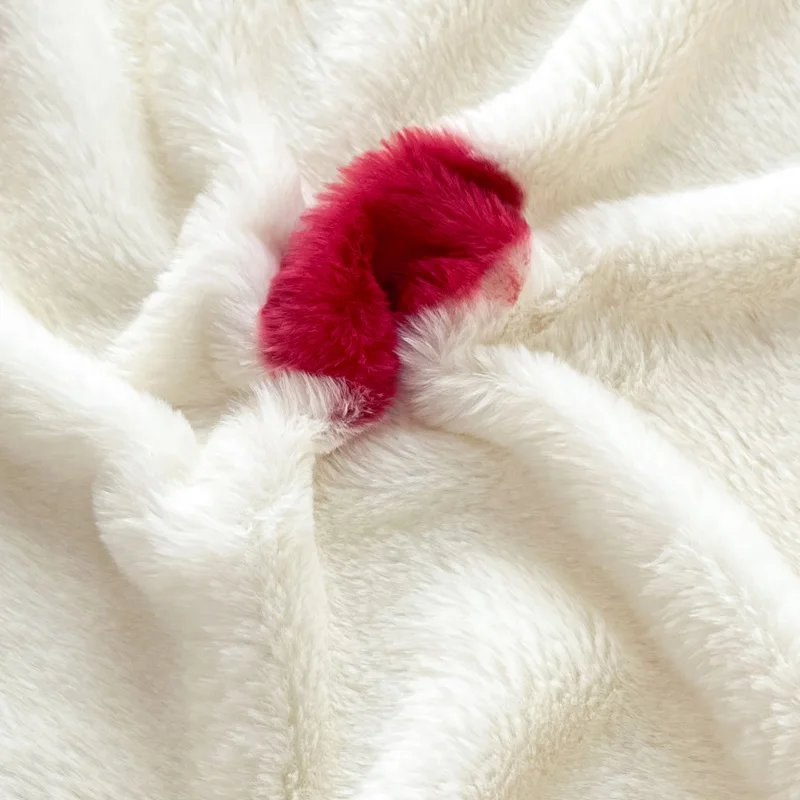 WOSTAR Winter thermal plush fitted sheet elastic mattress cover red heart printed warm coral fleece bed linens queen king size 3