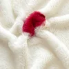 WOSTAR Winter thermal plush fitted sheet elastic mattress cover red heart printed warm coral fleece bed linens queen king size 3