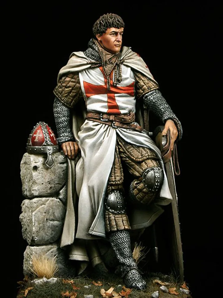 Unbemalter Bausatz 1/24 75mm Livonischer Ritter-Soldat mit Sockel 75mm Figur Historische Harzfigur Miniatur-Garage-Kit