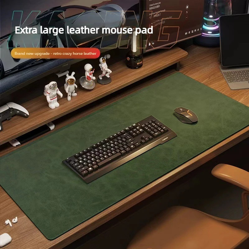 Premium Textured PU Leather Gaming Mouse Pad - Large, Waterproof, Non-Slip Desk Mat