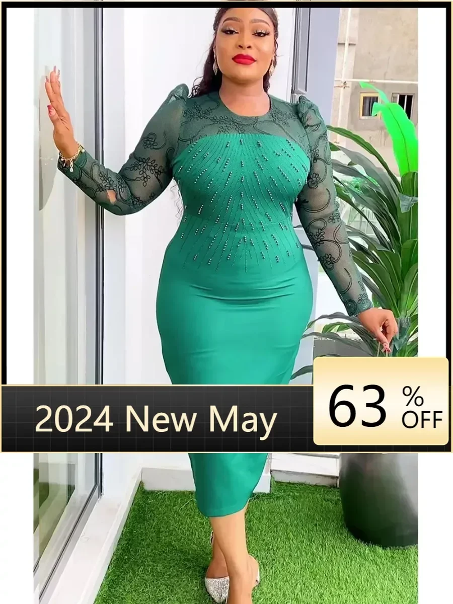 

Elegant African Dresses for Women 2024 New Africa Clothing Plus Size Turkey Wedding Party Long Dress Dashiki Ankara Outfits Robe