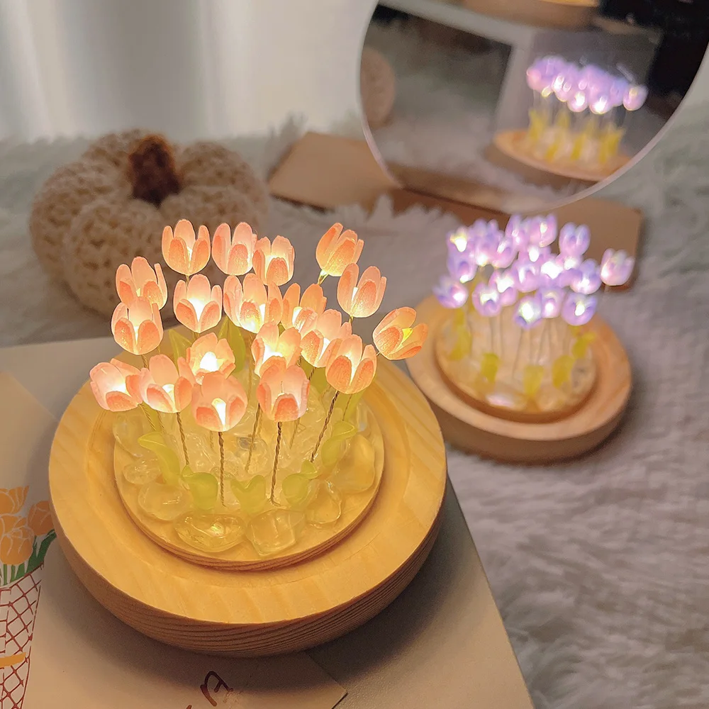 Tulip Artificial Flower Artificial Flower Light Tulip Night Lights Diy Diy Table Aliexpress