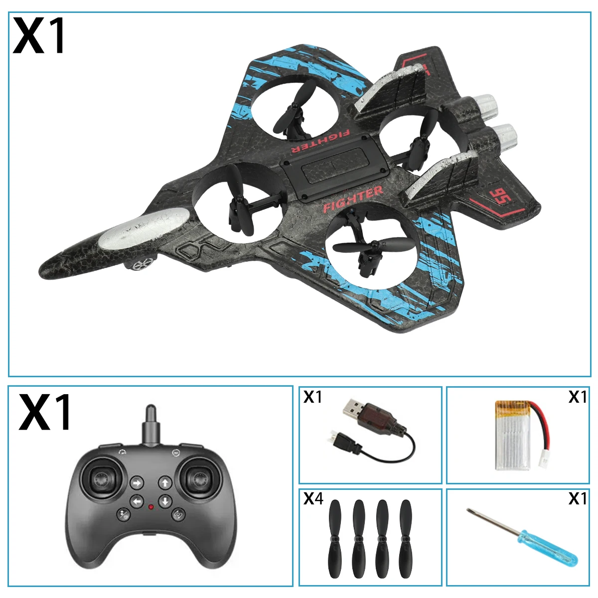 2.4G EPP Stunt Remote Control Fighter Plane Toys Gravity Sensing Foam RC Glider Flying Airplane Toy with Cool Light for Boy Gift