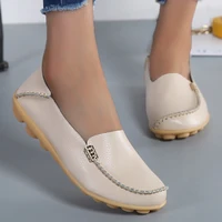 Women Flats Fashion Genuine Leather Outdoor Nurse Shoes Moccasins Flat Shoes Slip On Women's Shoes Soft Zapatos Mujer Plus Size