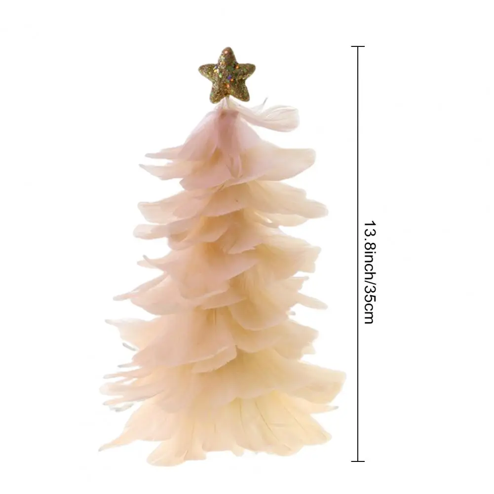 Feather Christmas Tree Tabletop Decoration Handcrafted Tree Figurine With Star Topper Holiday Home Centerpiece Christmas Party