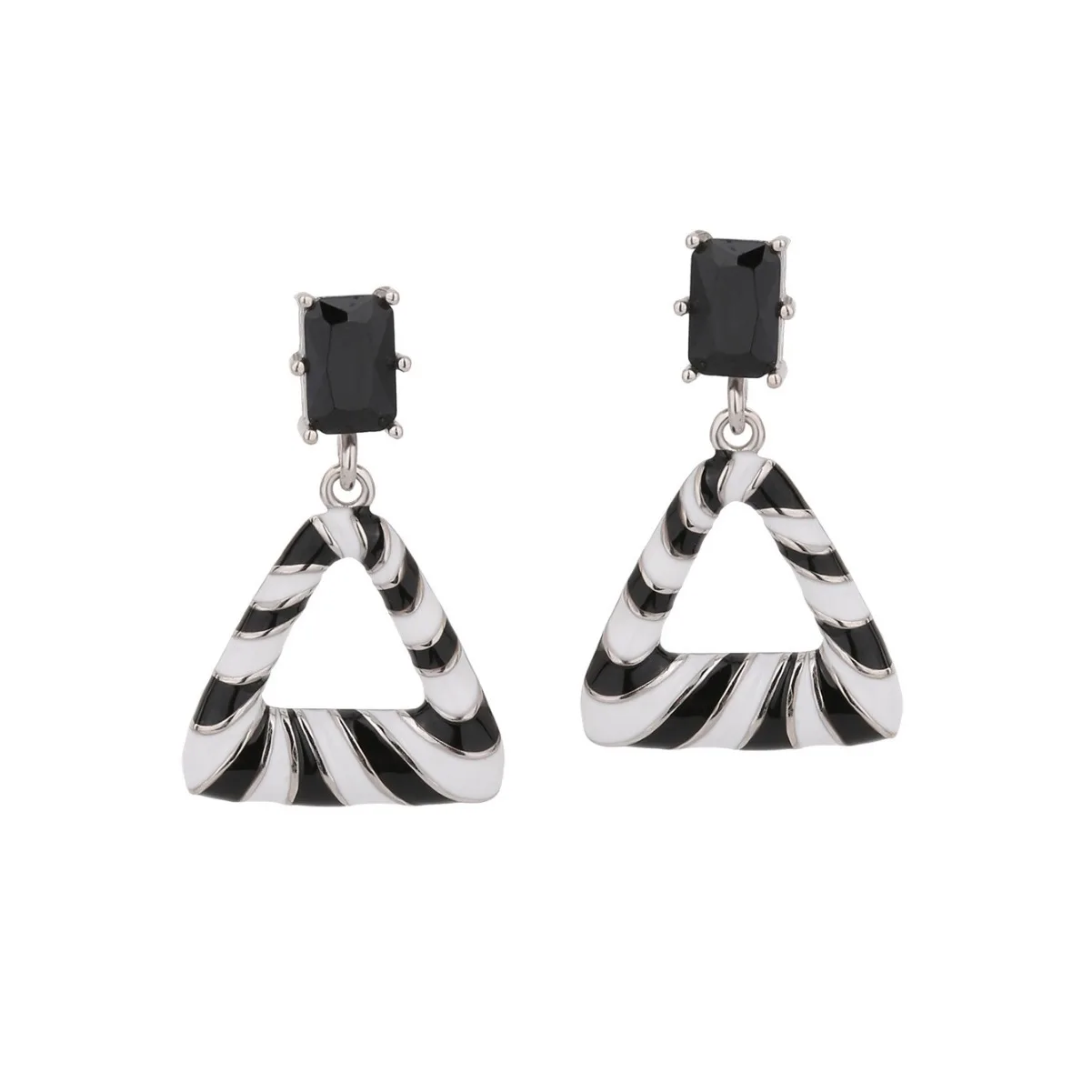 

European and American new 1:1 customized s925 silver zebra pattern triangular earrings with stylish temperament