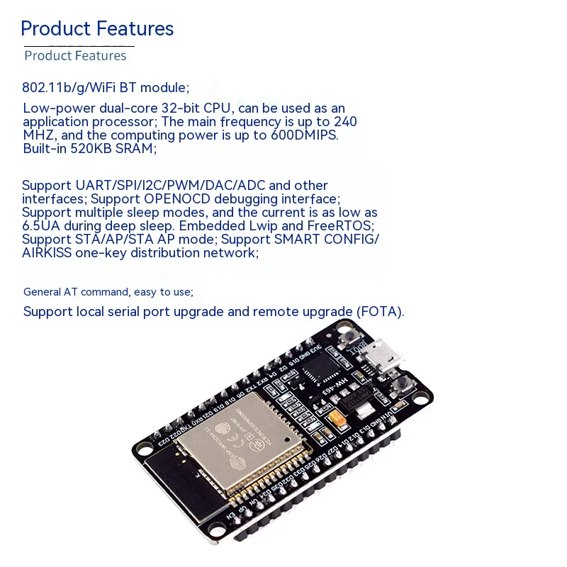 S89853aee7d4a4292b8ab288172dadf74p (1 sztuk/partia) ESP-32 moduł rozwojowy 8266 bezprzewodowy WIFI + Bluetooth Dual Core CPU CH9102 ESP32 palnik