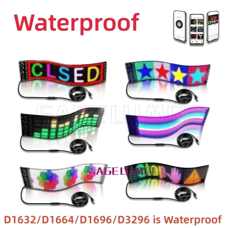 LED Screen Sign Advertising RGB Foldable Scrolling Message Display Board App Soft Flexible Led Panel Car Rear Window Display APP led modules led module