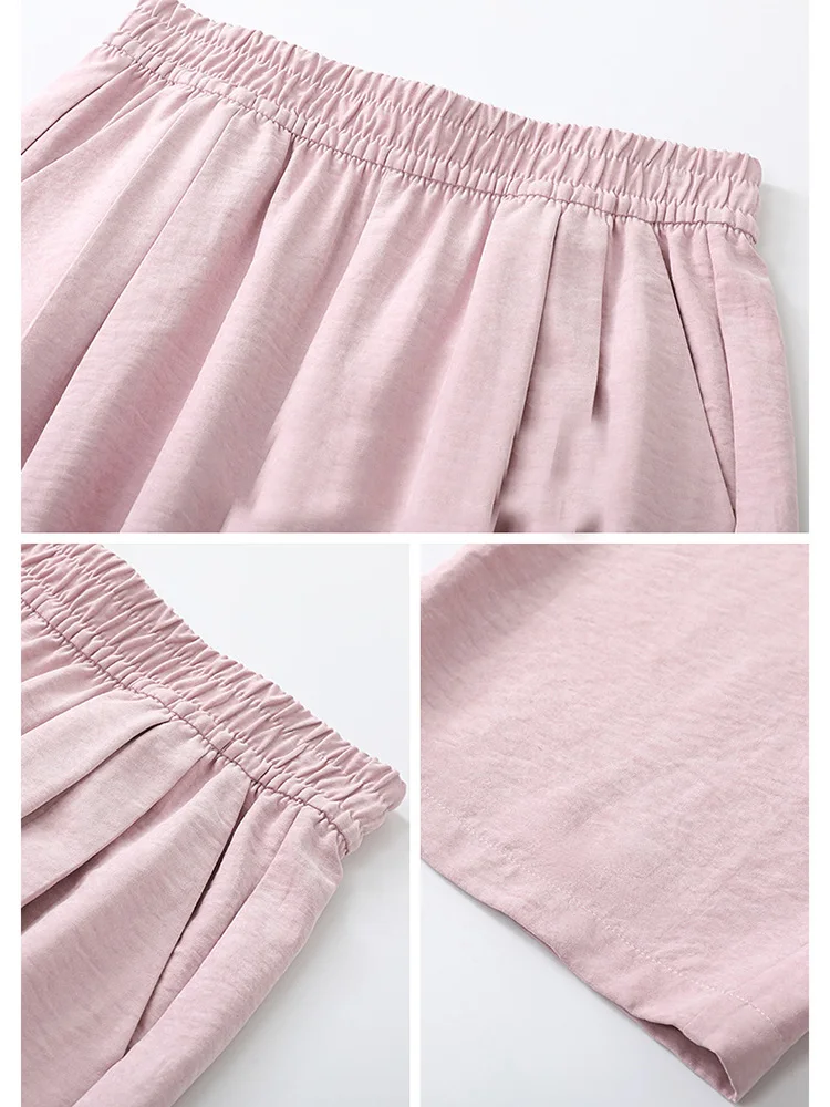 Women Wide leg Pants Spring Summer Elastic Waist Stright Long Loose pants Casual Female Solid Soft Pants Trousers